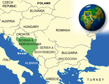 Neum map Bosnia and Herzegovina